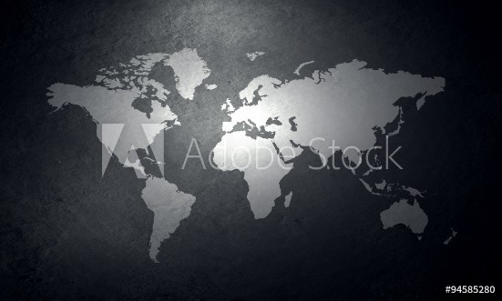 Picture of World map on concrete wall